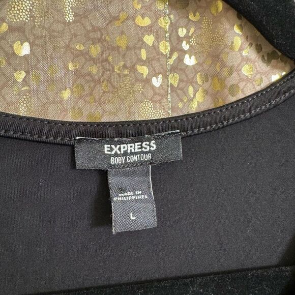 Express Black Cutout Body Contour High Neck Bodysuit Large - Picture 4 of 7